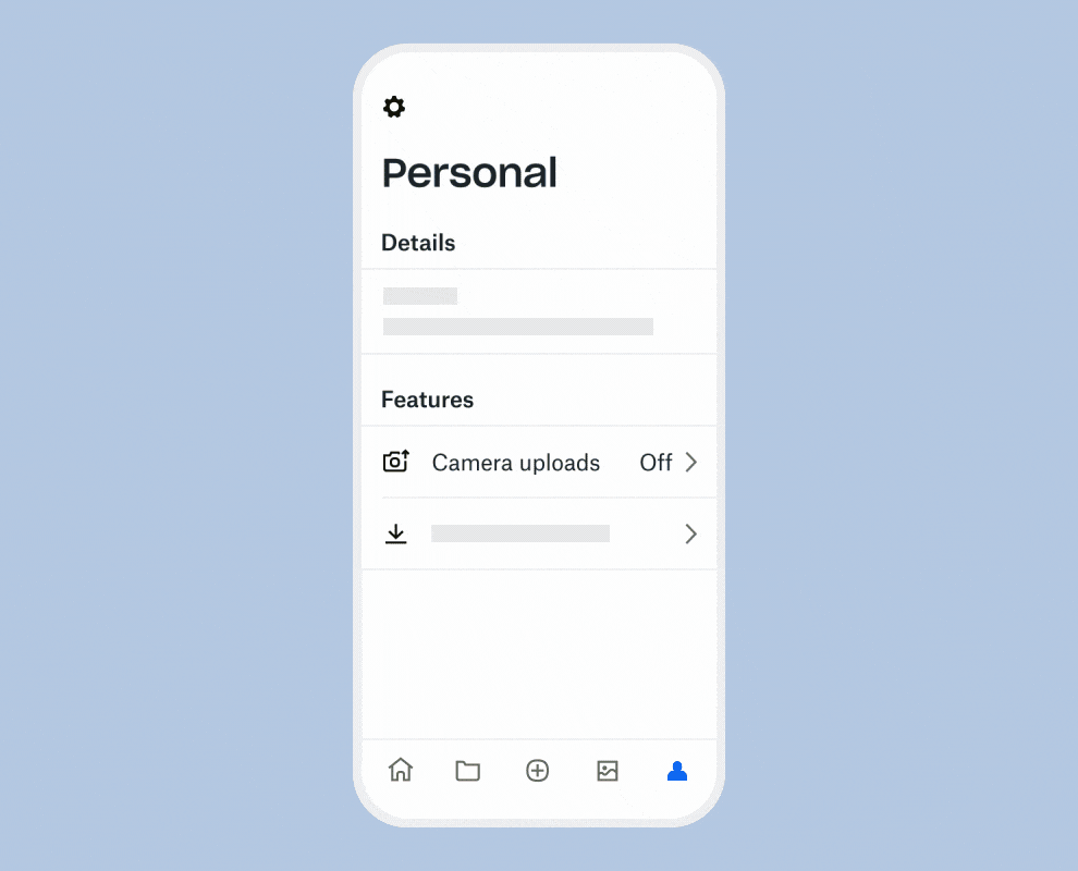 Animated walkthrough of the redesigned Camera Uploads flow.